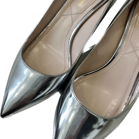 Nicholas Kirkwood Silver Metallic Pointed Toe Block Heel Pumps (EU35.5/US5.5) - Picture 4 of 6